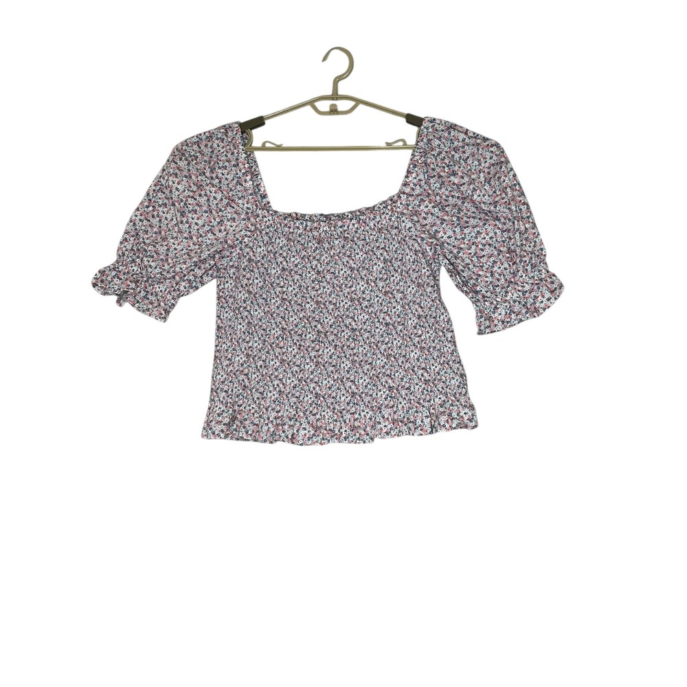 NWT Gap Womens‎ Smocked Square Neck Top Shirt XL Floral Peasant Cottagecore
